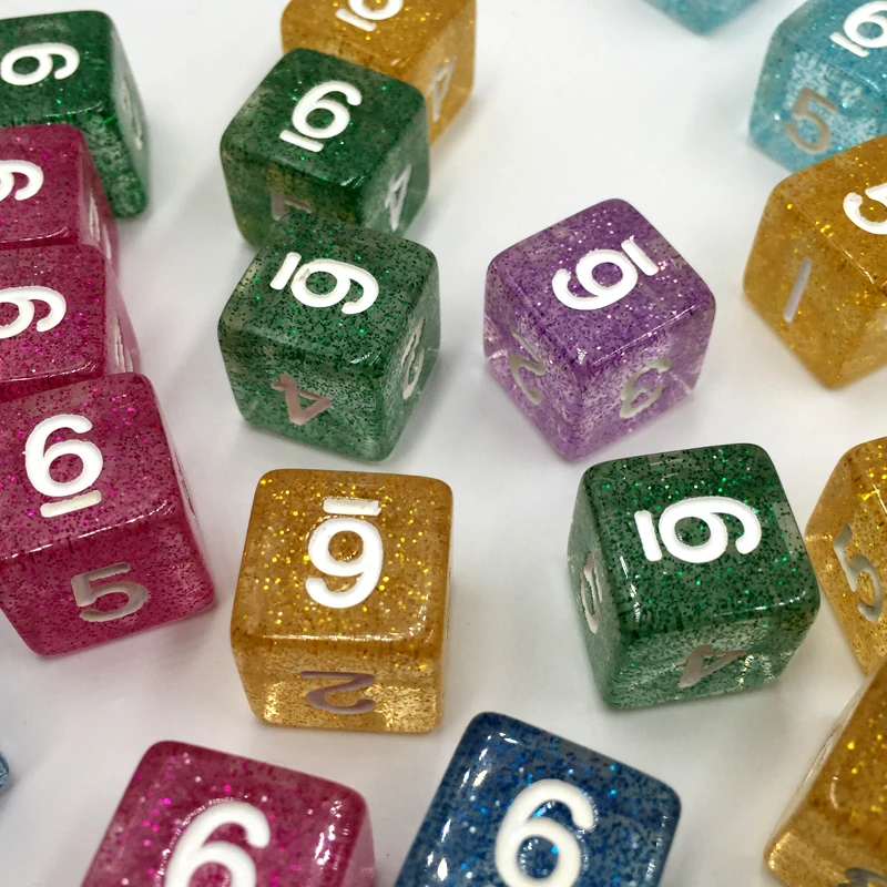 Rollooo кости 10 шт./компл. блестящие D6 цифровые Rpg кости|Кубики| |