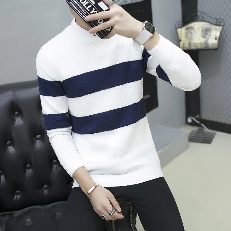 2016 Мужчины Мальчик Корейский Лоскутная Зима О Шеи Длинным Рукавом Свитера Пальто