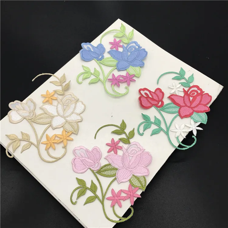 

20pcs Flower Applique Clothing Embroidery Patch Fabric Sticker Iron On Patch Craft Sewing Repair Embroidered
