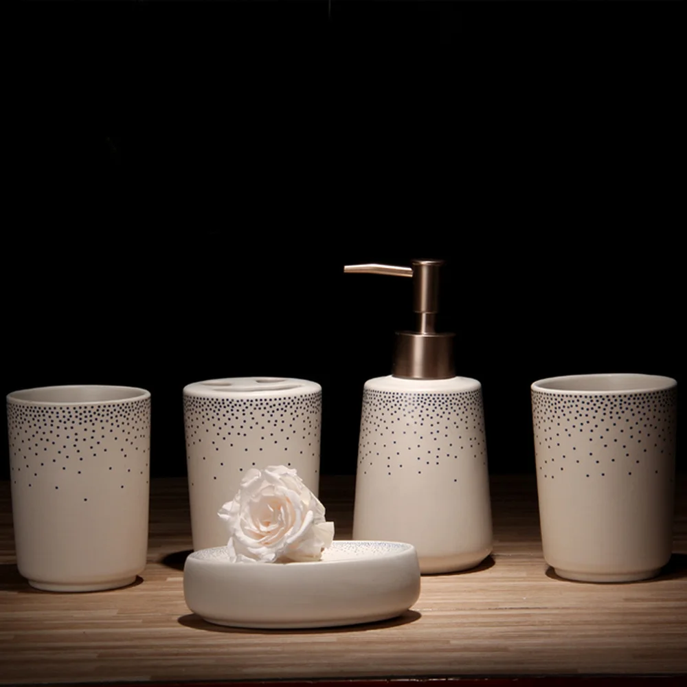 Керамический набор для умывания ванной 5 шт. чашка зубных протезов мыльная