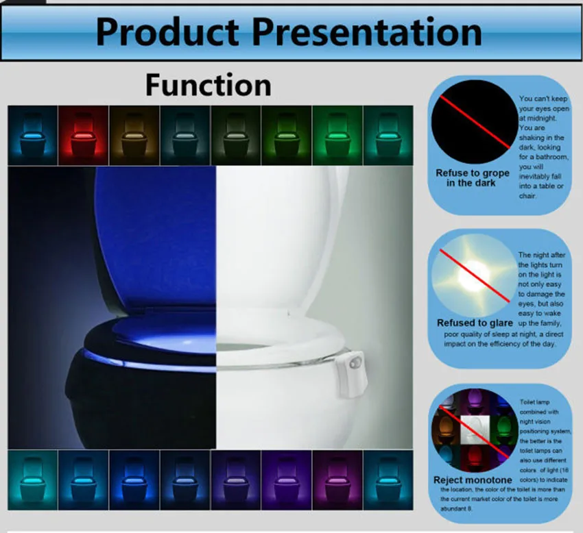 

16/8 Colors Changing Body Sensing Automatic Led Motion Sensor Night Lamp Toilet Bowl Bathroom Light 2021 New Trendy