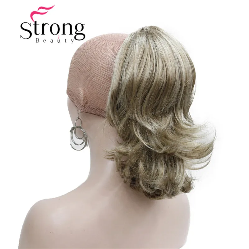 StrongBeauty, 12 дюймов, двойное использование, волнистый стиль, зажим в коготь, конский хвост, наращивание волос, блонд, синтетические волосы с зажимом челюсти/коготь