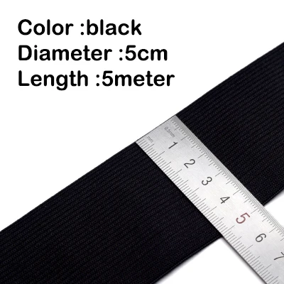 50mm 5meter black 5-10 м/мешок 20-60 мм нейлоновая плоская эластичная лента для шитья аксессуары Резиновая лента для шитья тесьма для одежды Нижнее белье Черный Белый - Цвет: 50mm 5meter black
