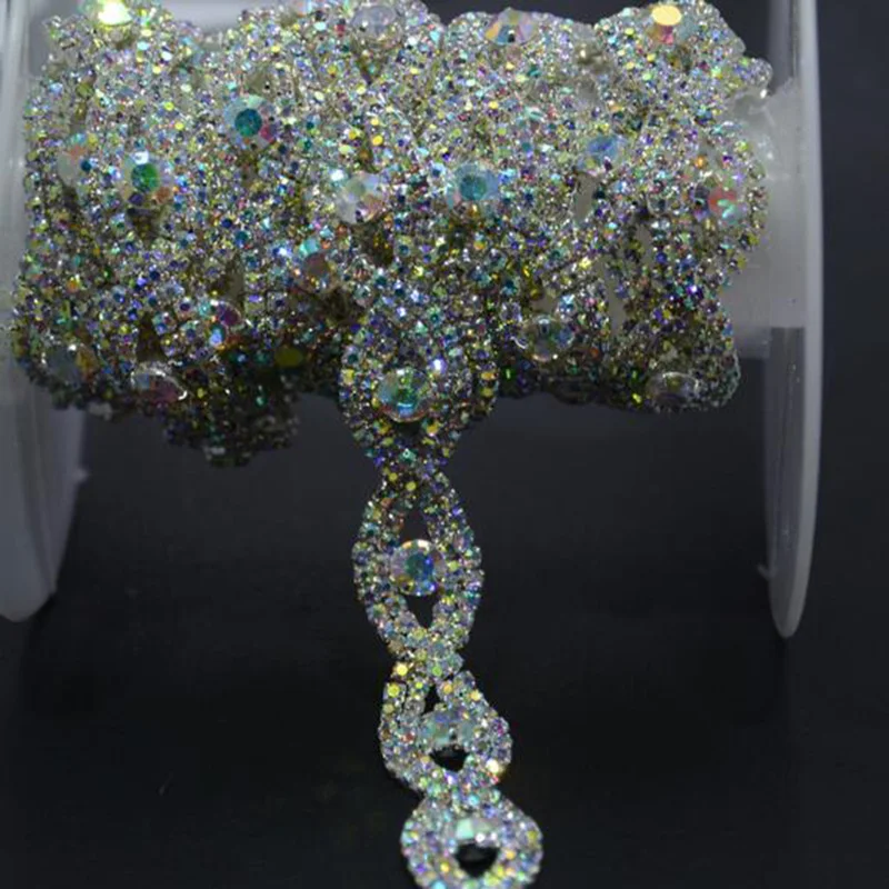 5 ярдов Пришивные железные на кристаллах горный хрусталь отделка Свадебные