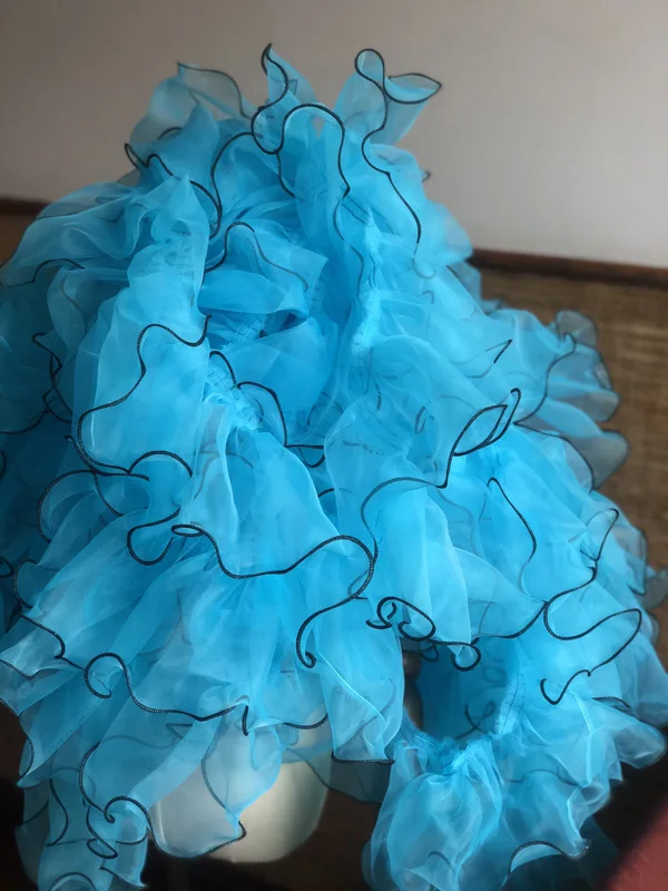 Blue lace black edge 15 см Широкий роскошный Тюль 3D кружевная ткань лента органза рюшами отделка пушистое платье шторы одежда подарки DIY домашний швейный аксессуар - Цвет: Blue lace black edge