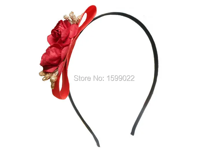 

Red simple Gold Berries Paper Rose Flower Hair Band Bowknot Headband Children Women Girls Headwear Daily Wear Head Accessories