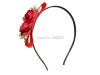 red simple gold berries paper rose flower hair band bowknot headband children women girls headwear daily wear head accessories