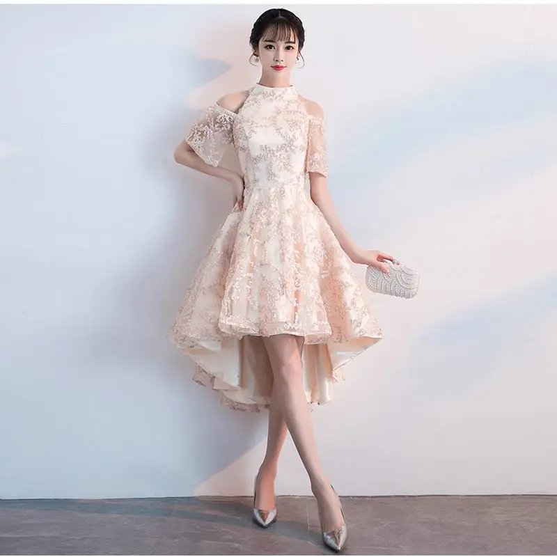 FADISTEE Новое поступление элегантное вечернее платье вечерние платья Vestido de Festa кружевное платье для выпускного вечера платье с высоким воротником и короткими рукавами