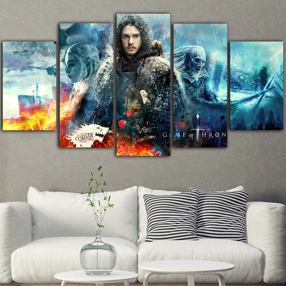 5 штук Игра престолов плакаты и принты Холст Картина куадро Decoraci N Dormitorio Tableau Toile