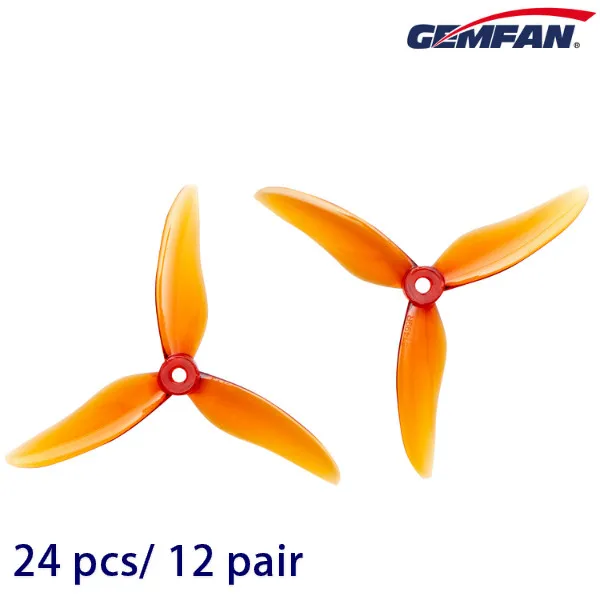 12pairCrystal Orange 24 шт./12 пар Gemfan Hurrica 51499 5 дюймов три лопасти пропеллер реквизит CW CCW пропеллер совместимый с Т-мотором F40PROIII FPV RC - Цвет: 12pairCrystal Orange