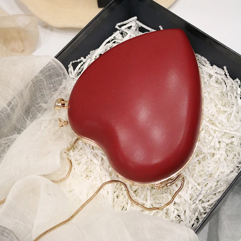 Женская новая дизайнерская модная Мини милая красная сумочка в форме сердца сумка на одно плечо с цепочкой - Цвет: Красный