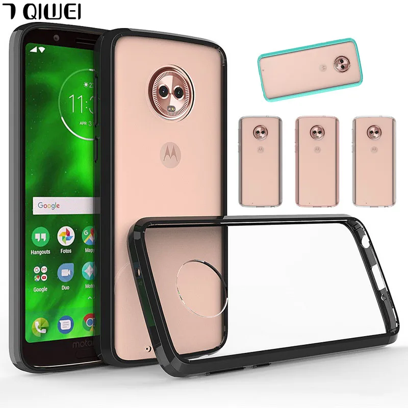 Для Moto G6 G6Plus G6Play чехол Кристальный Гибридный Бампер прозрачный жесткий акриловый чехол для Motorola G6/G6 Plus/G6 Play