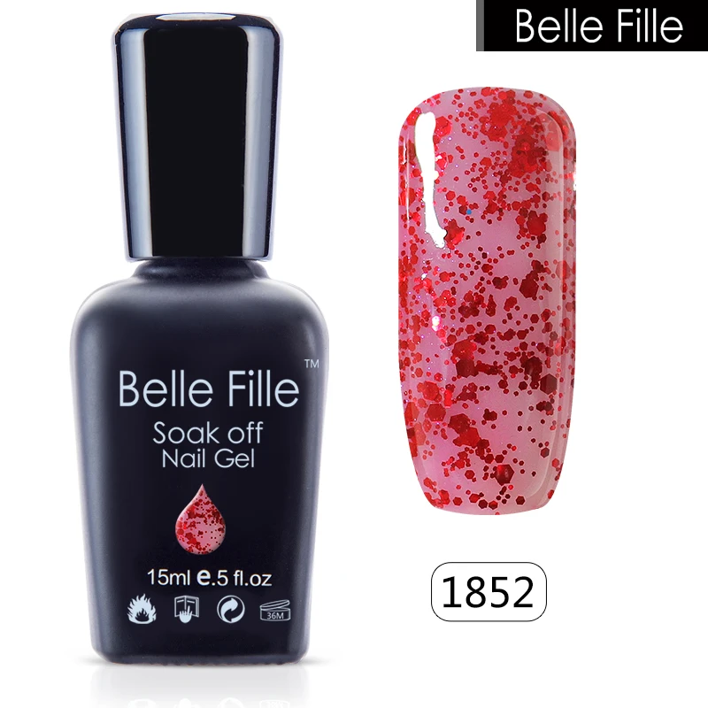 Красно-винный Гель-лак для ногтей Belle Fille зеленый цвет блестящий розовый