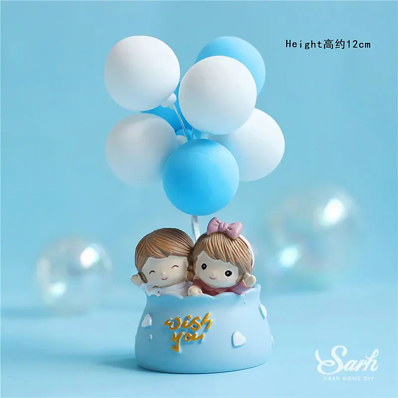 Balloon couple blue Фея воздушный шар мальчик девочка украшения с днем рождения пара торт Топпер на День святого Валентина вечерние принадлежности для выпечки милый подарок - Цвет: Balloon couple blue