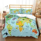 Комплект постельного белья WAZIR с 3D рисунком карты мира, пододеяльник, наволочки, одеяло, комплекты постельного белья, постельное белье