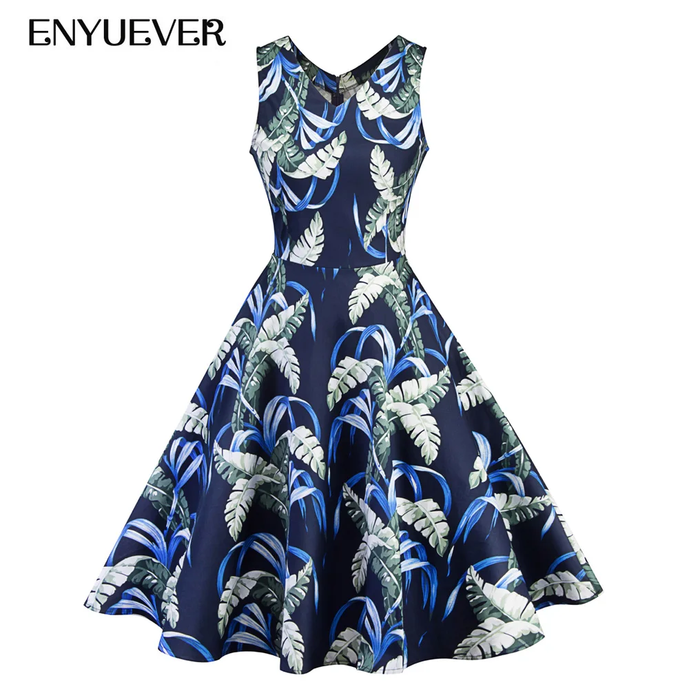 Enyuever Vestido винтажное платье женская одежда летняя повседневная майка с принтом