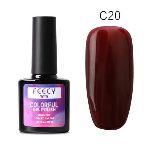 Feecy C20 60 цветов 10 мл замачиваемый УФ светодиодный Гель-лак для ногтей Новое поступление грунтовка гель лак основа не протирать верхнее покрытие ногтей художественный Гель-лак для ногтей набор - Цвет: Feecy C20