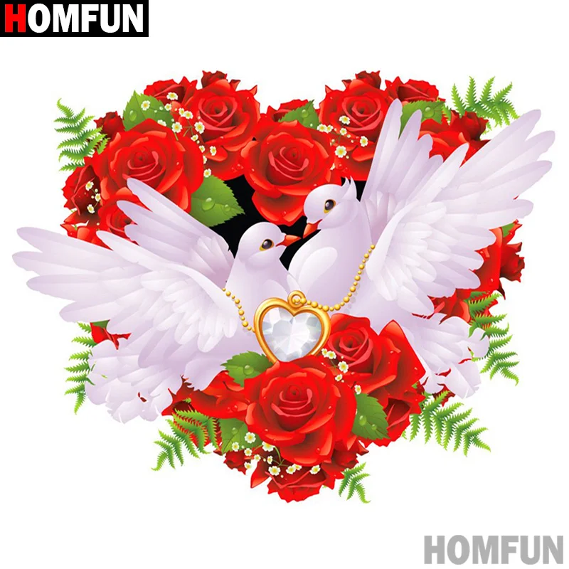 Алмазная 5d вышивка HOMFUN A20024 алмазная живопись розовая голубь полная выкладка