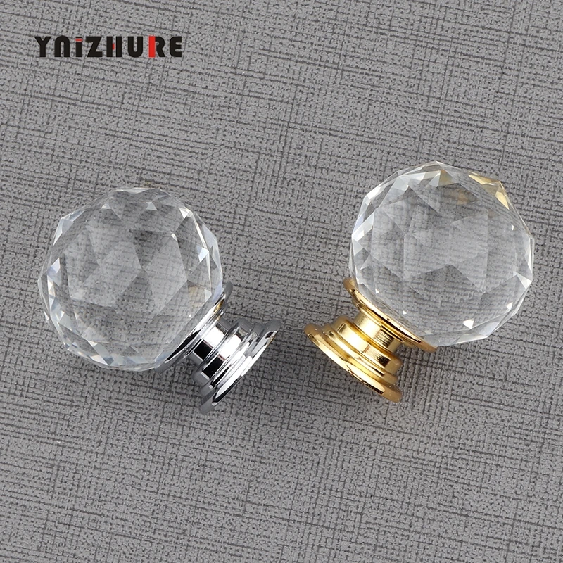 Лидер продаж 30 мм прозрачные ручки со стеклянными шариками ручка для шкафа