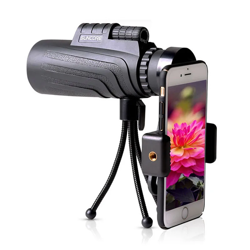 With Tripod 12X50 Монокуляр зум телескоп HD ночное видение Bak4 призма прицел с телефона клип штатив водонепроницаемый охота Turizm опера Spyglass - Цвет: With Tripod