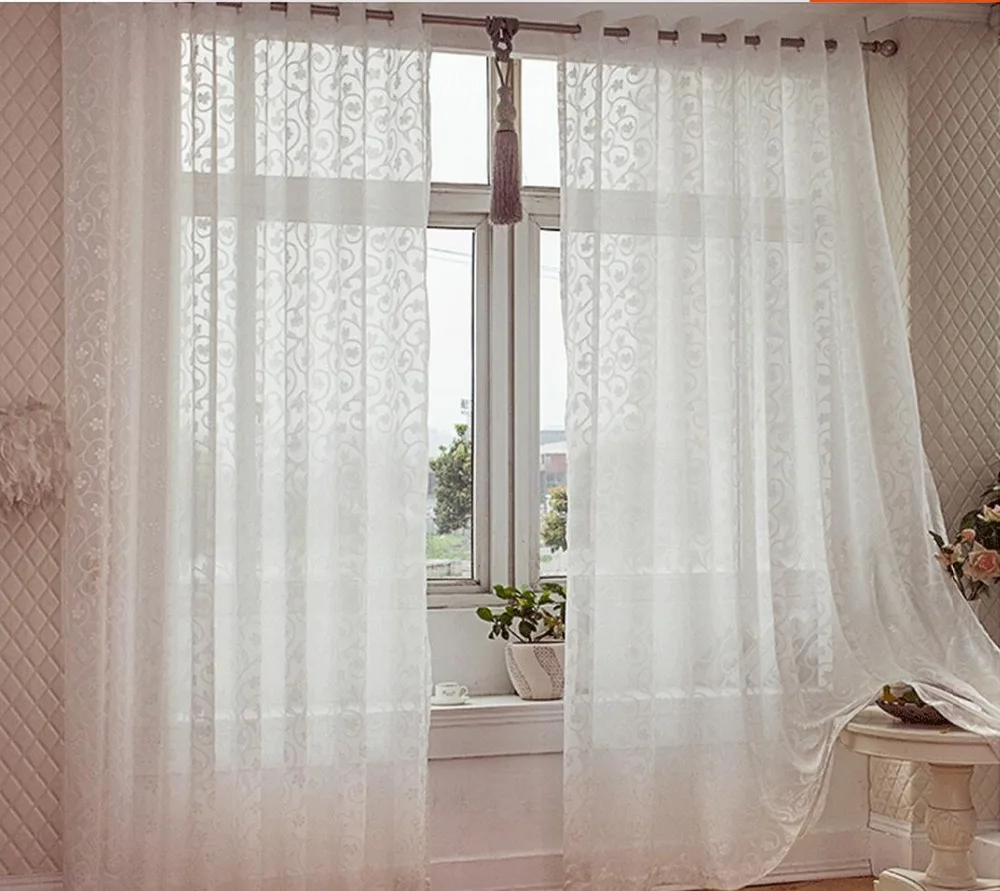 Жаккардовые шелковые срезанные цветы марлевые занавески шторы спальни комнаты