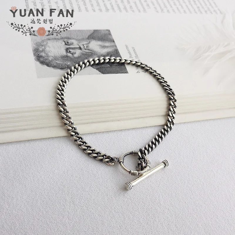 Реального Чистая 925 пробы Silver пару браслет Винтаж круглый цепь для Для мужчин и Для женщин браслет День Святого Валентина подарок