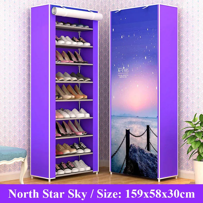 North Star Sky 10 слоев органайзер для обуви стеллаж легко собрать нетканый шкаф для хранения обуви минималистичный Экономия пространства полка для обуви мебель для дома - Цвет: North Star Sky