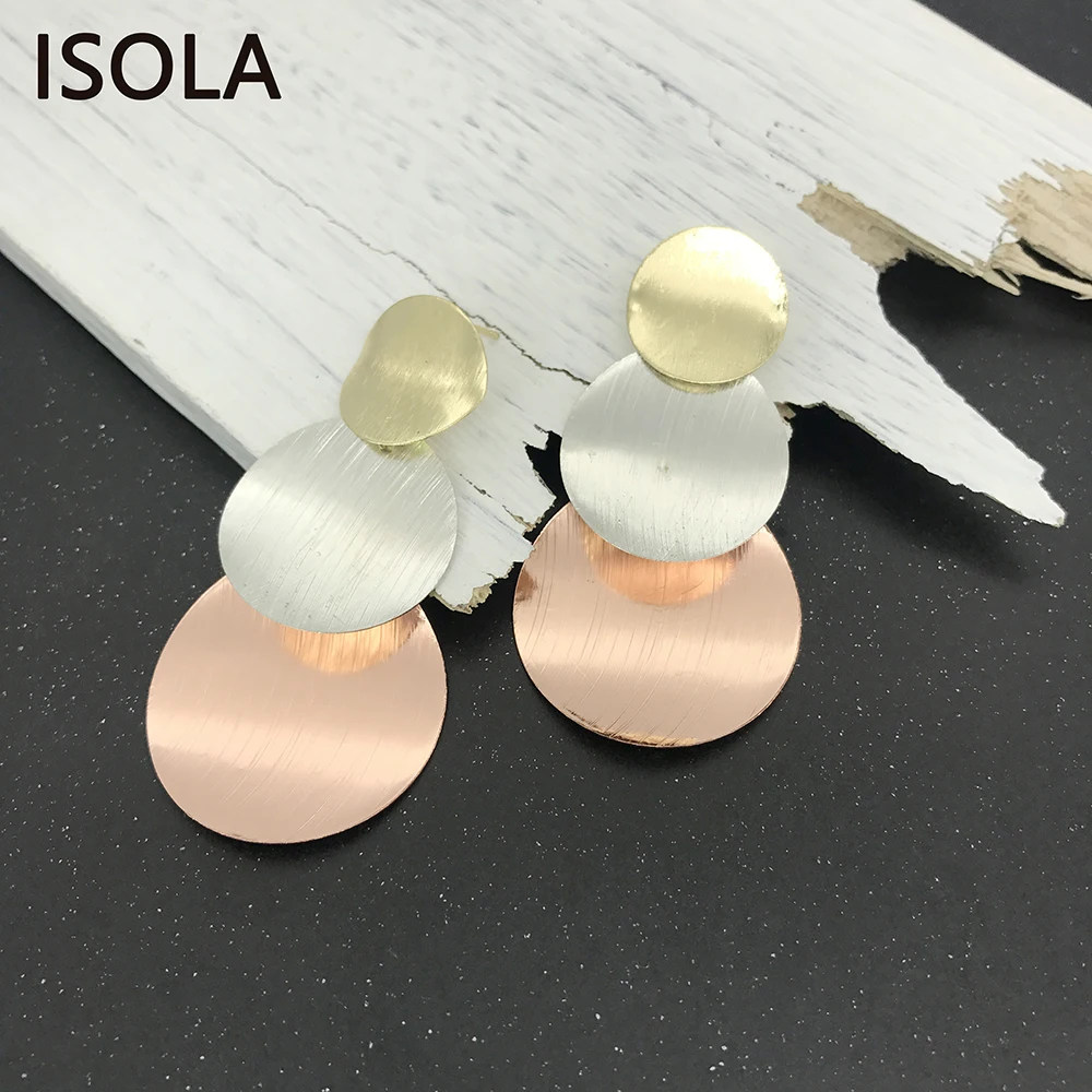 ISOLA матовый минималистский многоярусные серьги привлекательный круглый Форма