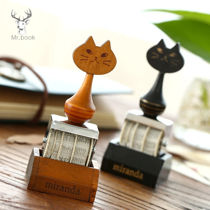 Ретро дерево Миранда кошка Дата ролик штампы DIY Ручная работа скрапбук