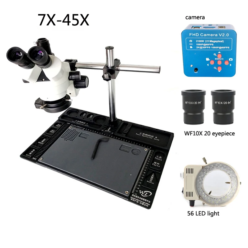 Новый 3 5x 7X/45X 90X вертикальный тринокулярный микроскоп + 21MP HDMI USB камера паяльные