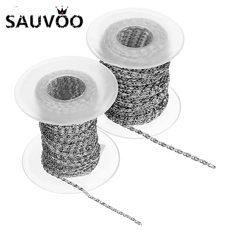 SAUVOO 10 ярдов/партия витая цепь из нержавеющей стали ширина 2 мм 3 объемная для