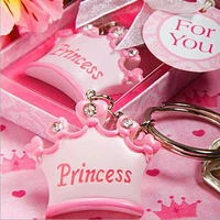 30pcs baby girl princess imperial crown key chain key ring keychain ribbon gift box baby shower favor souvenir wedding gift