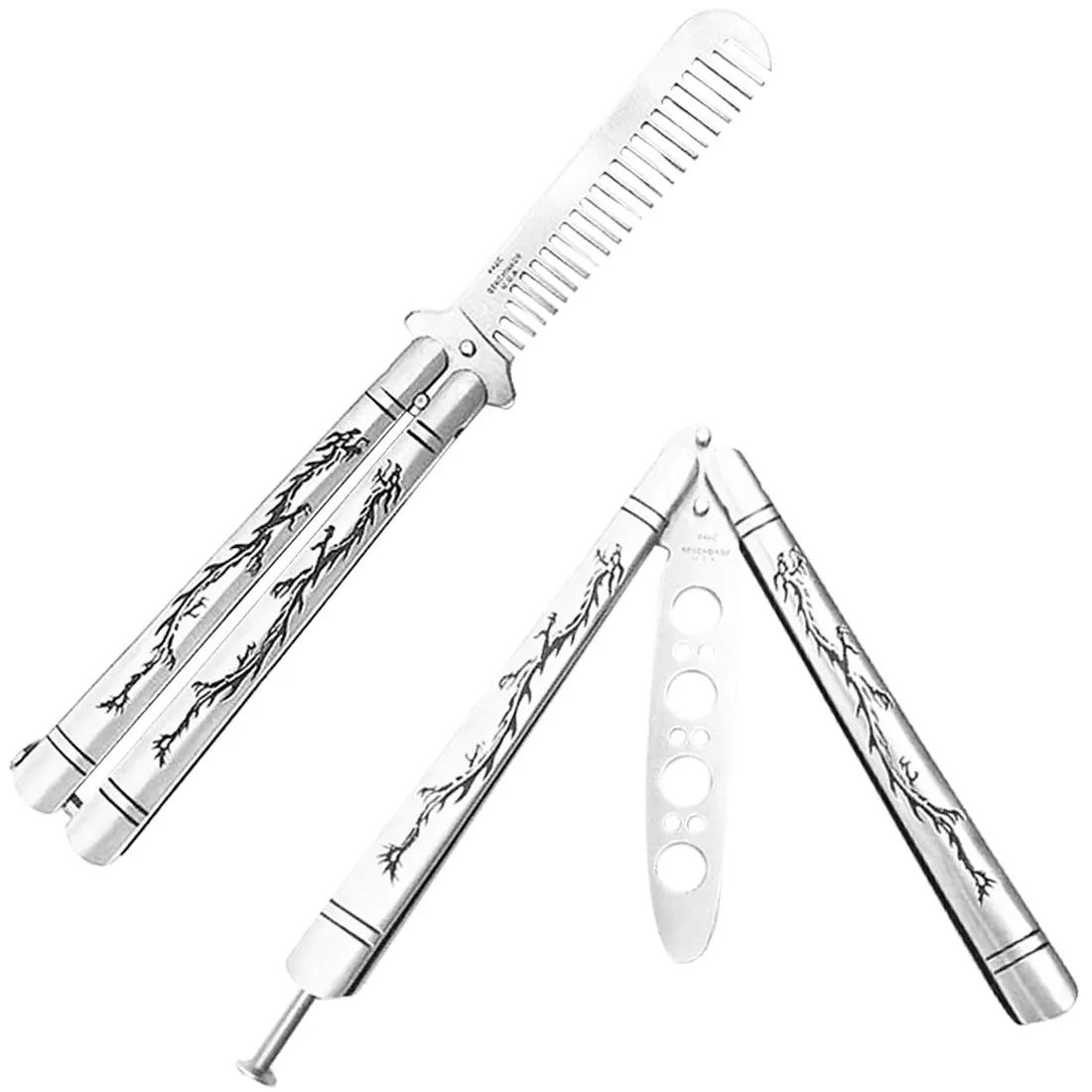 Тренировочный нож Balisong из нержавеющей стали складной с драконом и титановым