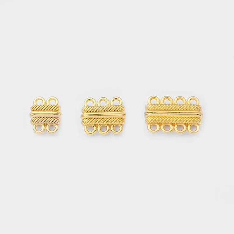 

5pcs Gold Tone 2 Rows Rectangle 2/3/4 Holes Magnetic Clasp For Choker Necklace Collar Bracelet End Connector Jewelry Findings