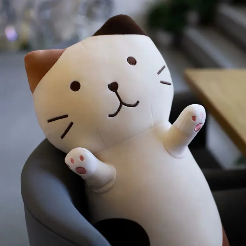 Cat A 2" 38" Длинные супер мягкие Манчкин кошка тело чучела животных плюшевая подушка для сна круглый ленивый толстый кот диван подушка для девочки - Цвет: Cat A