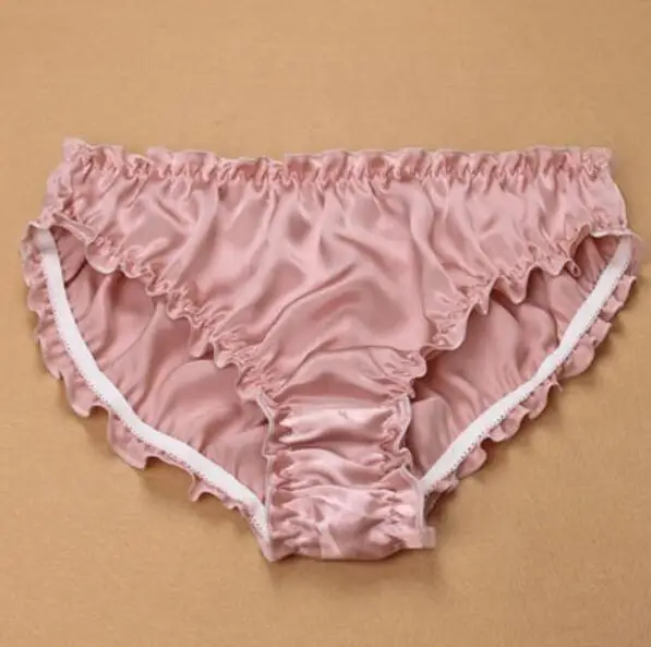 dark pink 1 шт., чистый шелк, женские гофрированные трусы, нижнее белье, нижнее белье, трусики, L-2XL, MS017 - Цвет: dark pink