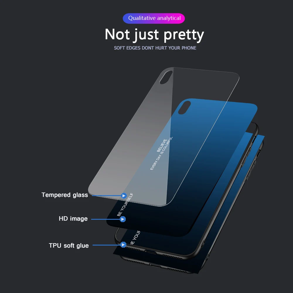 Ciciber чехлы для телефонов iPhone 7 8 6 6S Plus градиентный цвет Закаленное стекло Жесткий