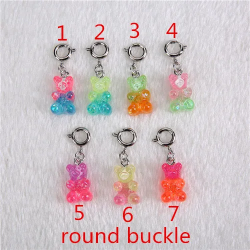 round buckle 20 шт 10*17 мм сверкающие сладкие жевательные мишки градиентные цветные плоские резиновые Кабошоны Подвески для головных уборов аксессуары - Цвет: round buckle