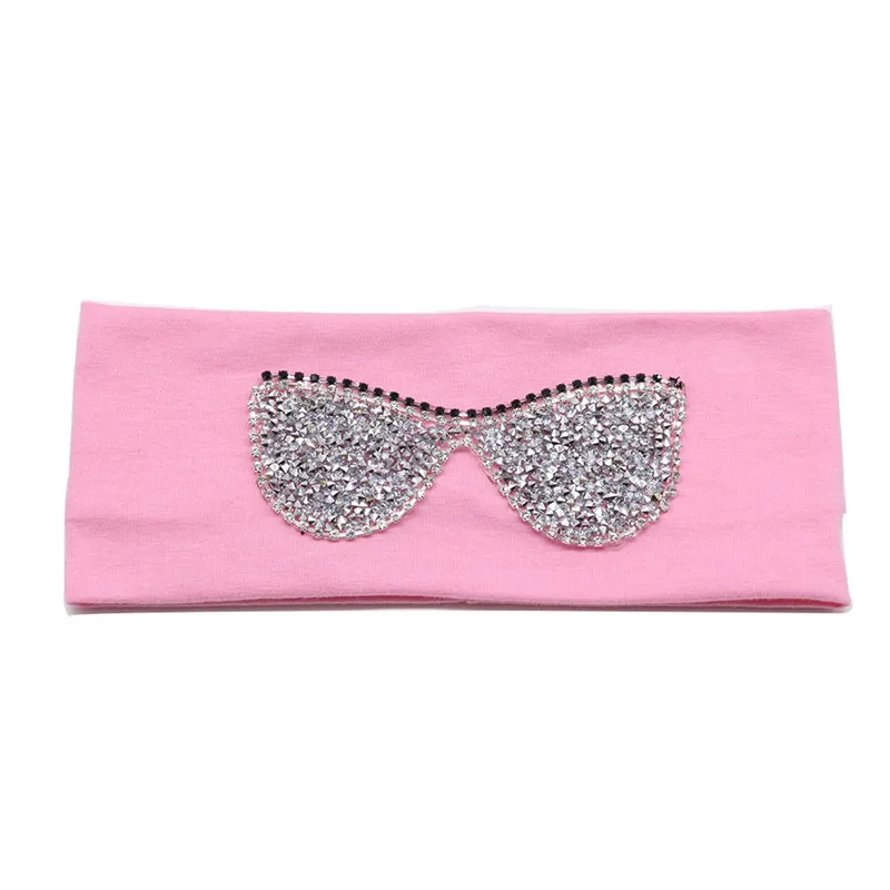 Pink Silver Женские солнцезащитные очки, повязки на голову, летняя мода, стразы, эластичная повязка на голову для девушек, леди, хлопок, твердая повязка, аксессуары для волос - Цвет: Pink Silver