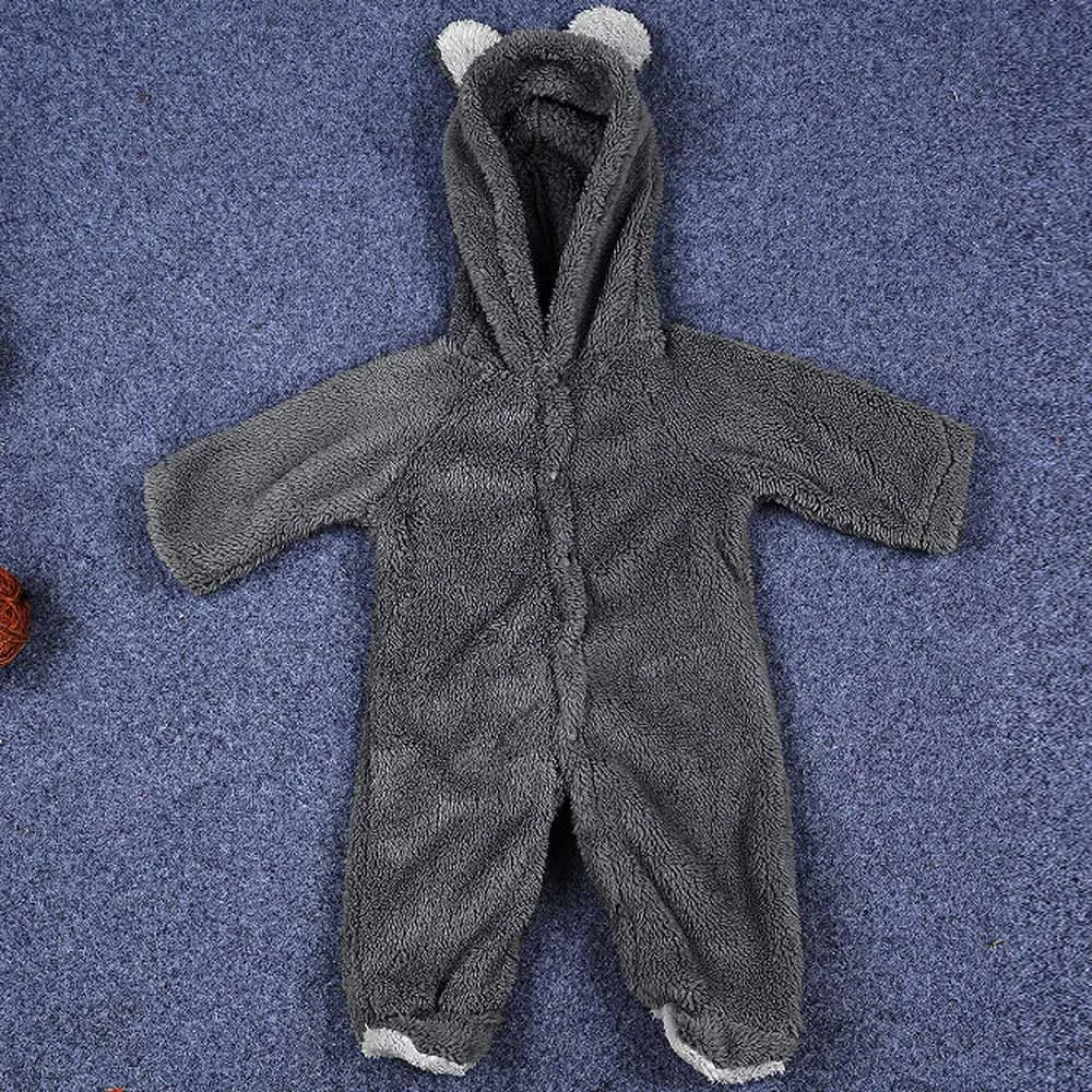 Newest Cute girls boys autumn winter rabbit ear Newborn Baby Boy Girl Thick Footies Hooded Jumpsuit Outfits Clothe warm lovely | Детская