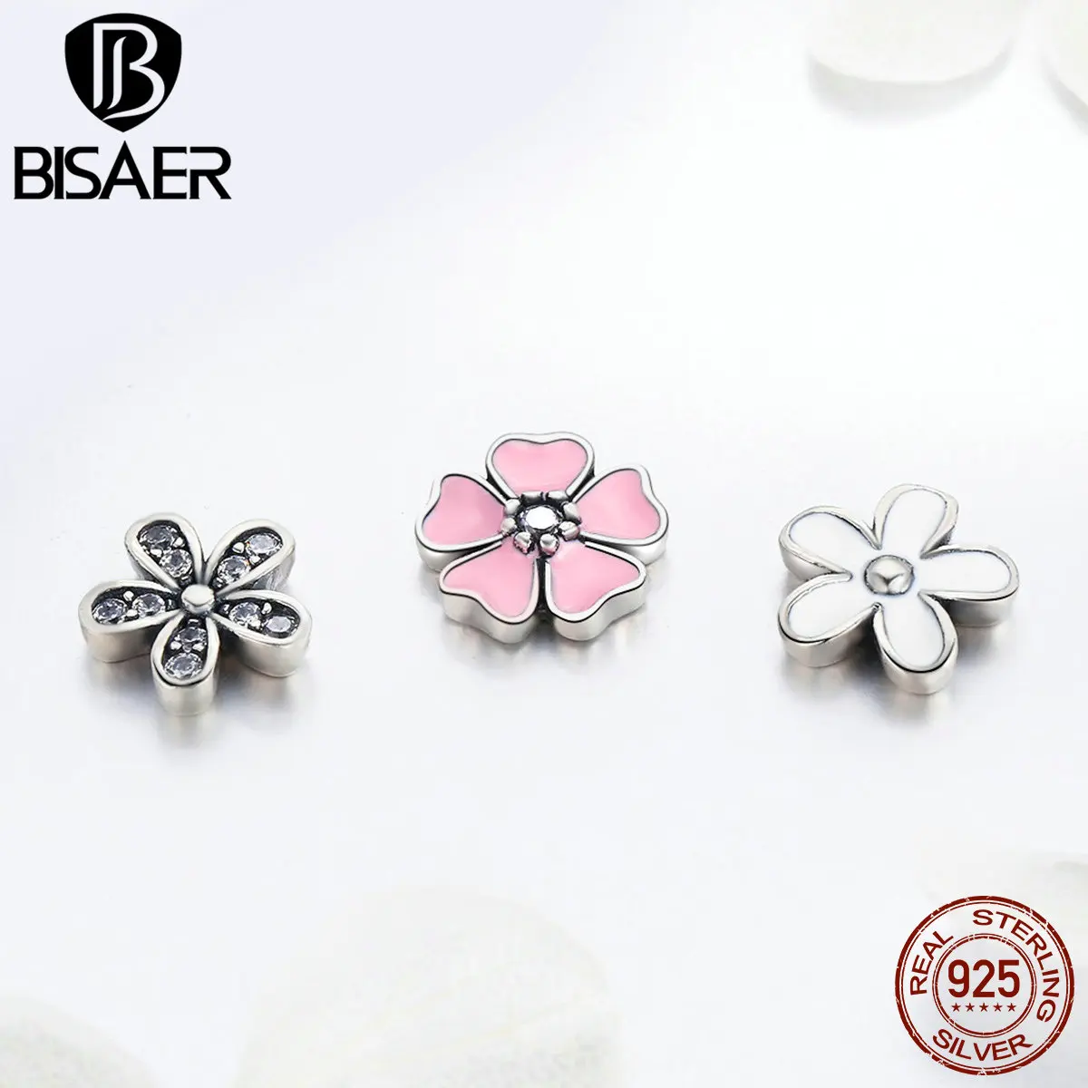 

High Quality 925 Sterling Silver Pink Flower Poetic Daisy Cherry Blossom Mixed Enamel Locket Pendant Necklaces Petite Memories