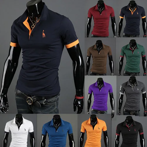 Embroidered short T-shirt Foreign trade wholesale Slim short-sleeved polo shirt Men's bottoming Clothes hot personality | Мужская