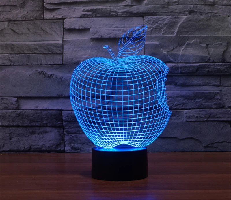 Современный домашний декор 3D ночник APPLE меняющий цвет фруктовый светильник