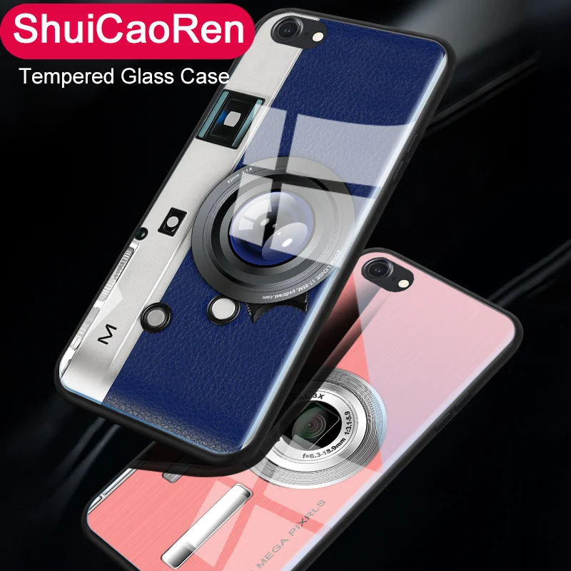 Забавные 3D ретро чехлы для телефонов с камерой из закаленного стекла iPhone 7 8 6 6s Plus X