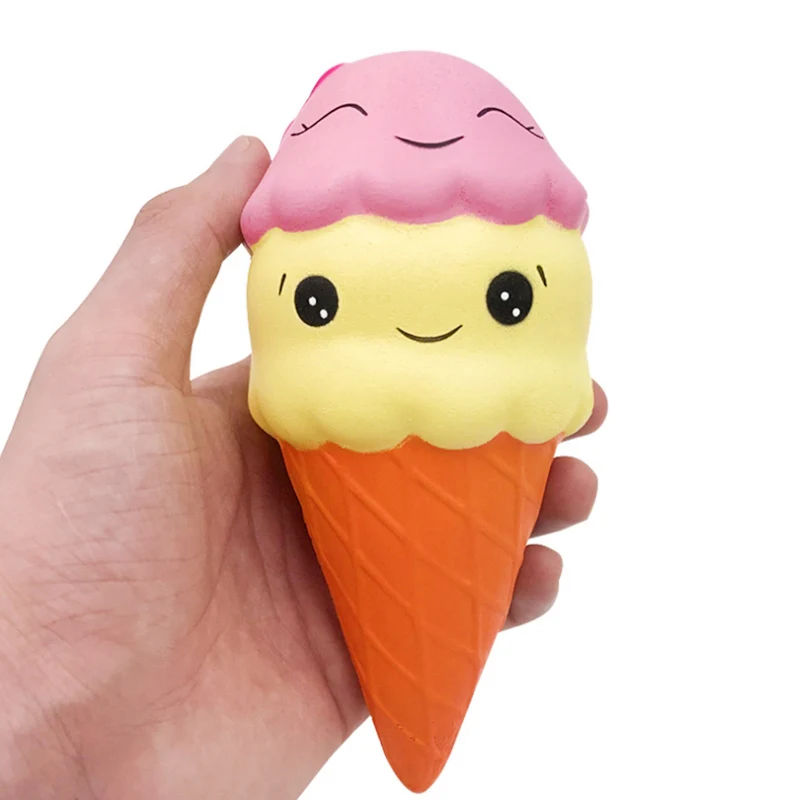Smiley ice cream Jumbo сырное шоколадное печенье милый мягкий медленно поднимающийся мягкий сжимающийся игрушечный ремешок для телефона ароматизированный снимающий стресс Забавный детский Рождественский подарок - Цвет: Smiley ice cream