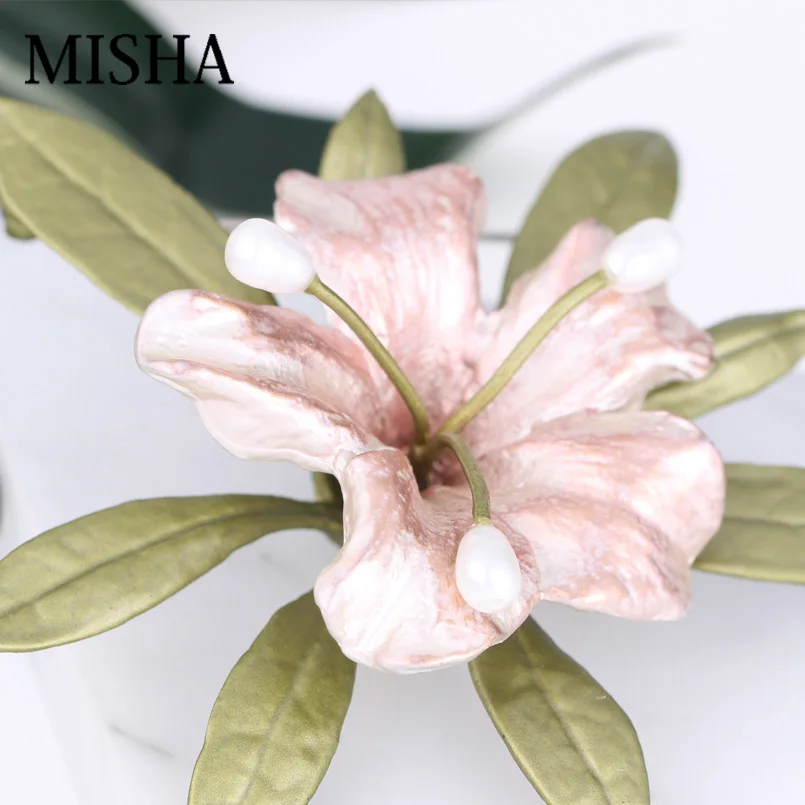 Женская Винтажная брошь в форме цветка MISHA свадебная ручной работы с натуральным