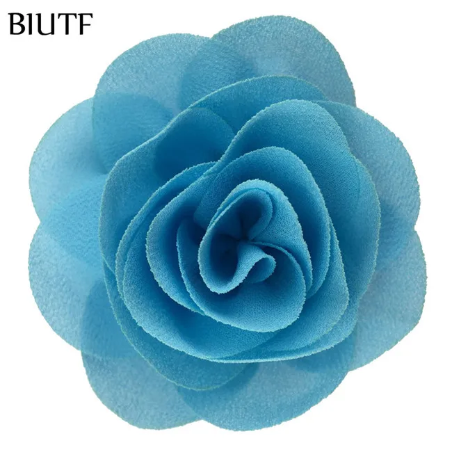 25-blue 10 шт./лот 2,4 дюймов рулонная ткань шифон цветок Hiqh качественная повязка с цветами DIY букет цветочное украшение TH256 - Цвет: 25-blue