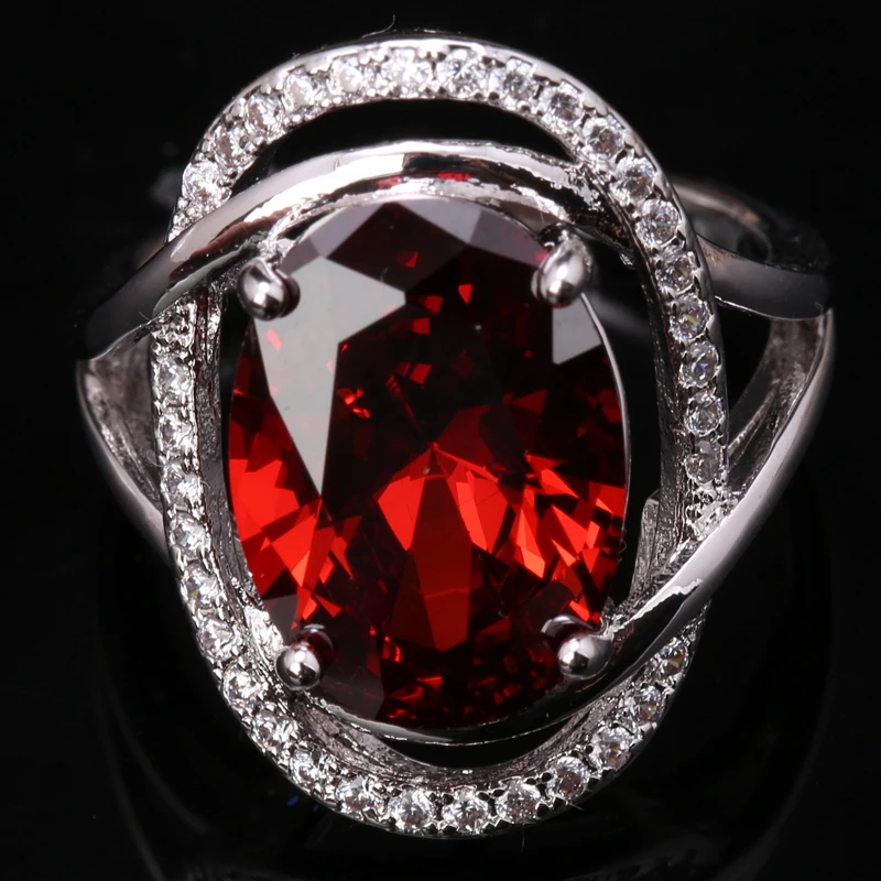 Драгоценные Oxblood красный гранат стерлингового серебра 925 Для женщин Модные