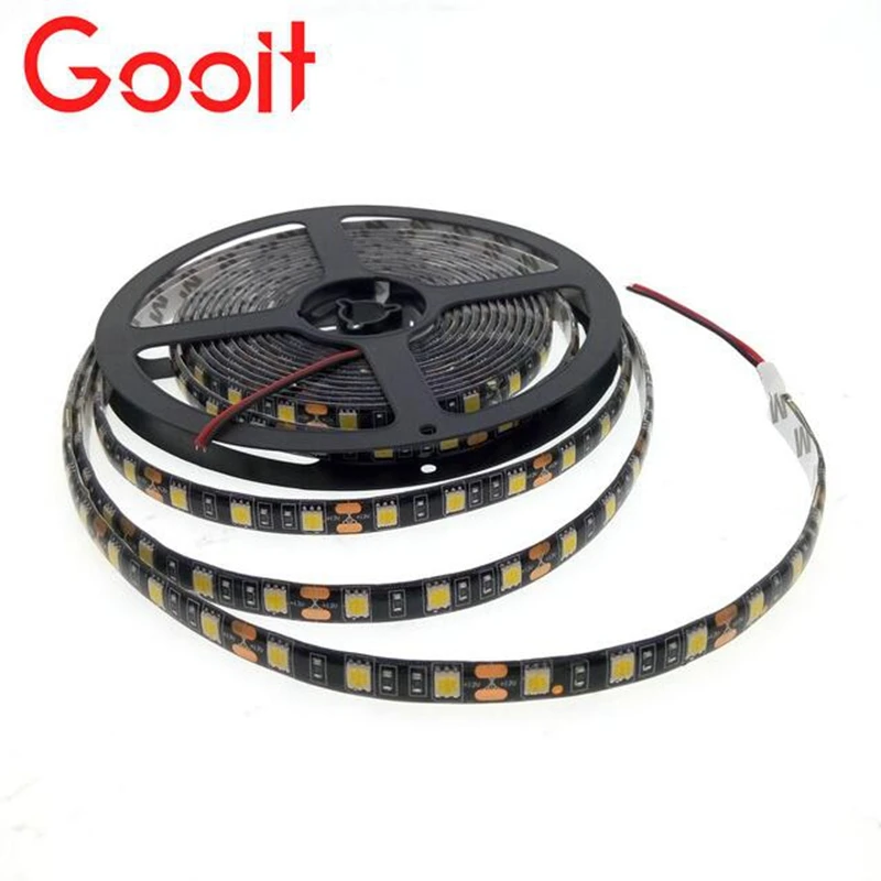 5050 светодиодные ленты RGB 300 Led SMD 12V гибкий свет 60 LED/m Водонепроницаемый Черный PCB