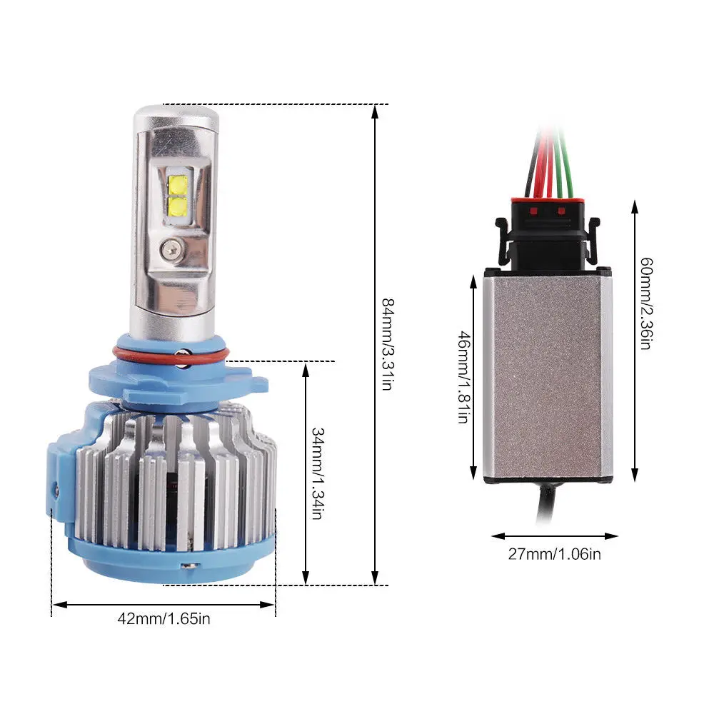 Fuleem 2 шт. T1 H4 HB2 9003 H7 H11 H8 H9 Turbo светодиодный Canbus фары противотуманные конверсионный комплект Hi Lo 80 Вт 6000 К белый водонепроницаемый